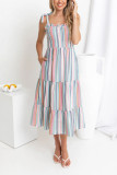 Summer Rainbow Contrasting Striped Camisole Dress