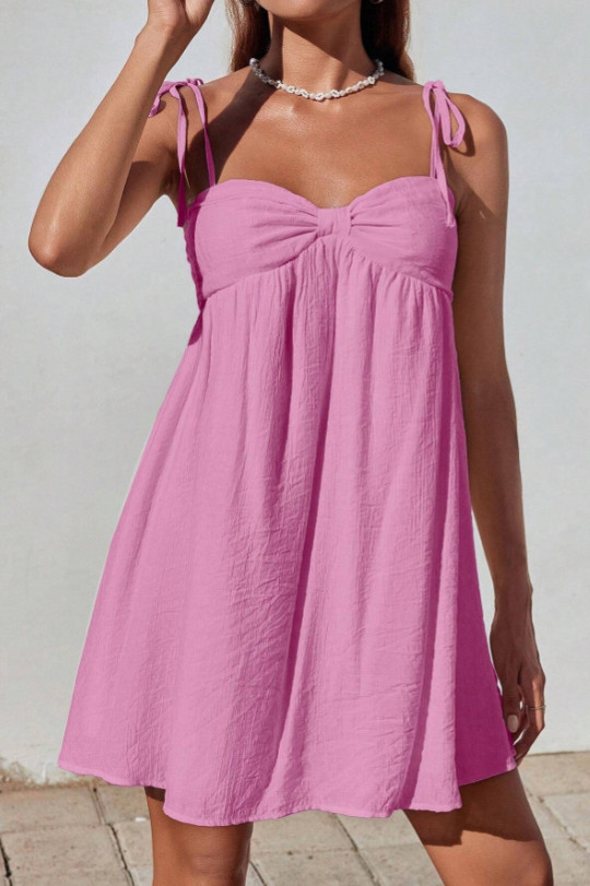 Solid Color Suspender Sleeveless Mini Dress