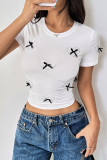 Hot Stamping Heart-Shaped Three-Dimensional Bow T-Shirt