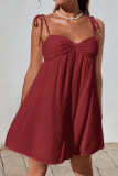 Solid Color Suspender Sleeveless Mini Dress
