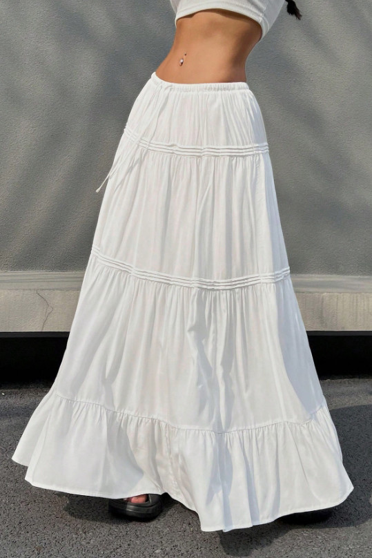 Summer Multi-Layer Cake Drawstring Skirt
