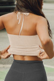 Solid Color Thread Sleeveless Halter Vest