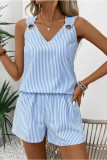Metal Ring Sleeveless Short Sleeved Shorts Two-Piece Set