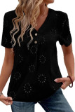 Summer Hollow Lace Short Sleeved T-Shirt