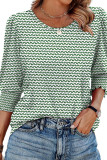 Printed Five Quarter Sleeve Round Neck T-Shirt