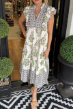 Large Size Irregular Ruffled Short Sleeve Dress