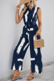 Holiday Style Sleeveless Shirt Printed Jumpsuit