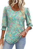 Printed Five Quarter Sleeve Round Neck T-Shirt