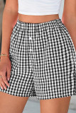 Vintage Plaid Printed High Waisted Loose Shorts