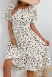 Lotus Leaf Edge Short Sleeved Round Neck Dress