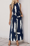 Holiday Style Sleeveless Shirt Printed Jumpsuit