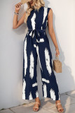 Holiday Style Sleeveless Shirt Printed Jumpsuit