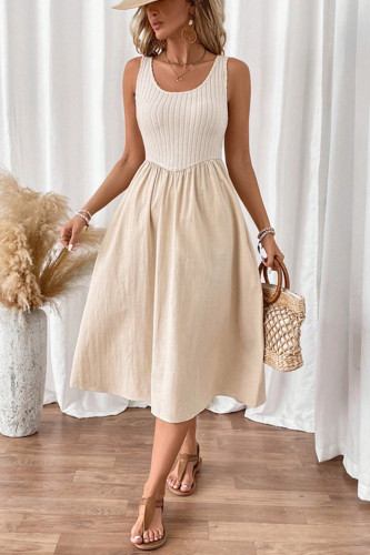 Solid Color Square Neck Sleeveless Dress