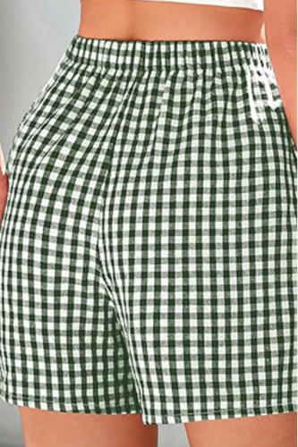 Vintage Plaid Printed High Waisted Loose Shorts