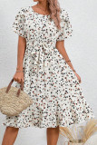 Lotus Leaf Edge Short Sleeved Round Neck Dress