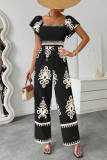 Bohemian Ruffled Short Sleeve Shirt Wide Leg Jumpsuit