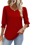 Printed Five Quarter Sleeve Round Neck T-Shirt