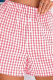 Vintage Plaid Printed High Waisted Loose Shorts