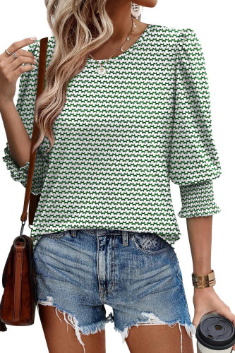Printed Five Quarter Sleeve Round Neck T-Shirt