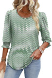 Printed Five Quarter Sleeve Round Neck T-Shirt