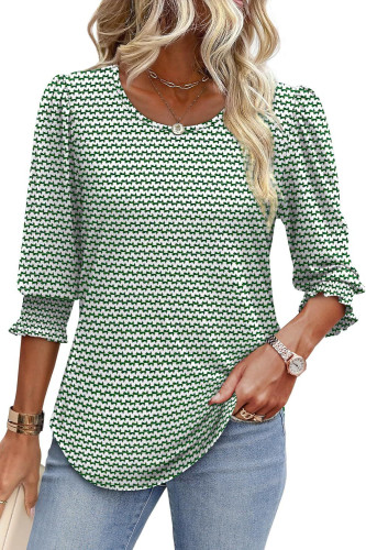 Printed Five Quarter Sleeve Round Neck T-Shirt
