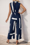 Holiday Style Sleeveless Shirt Printed Jumpsuit