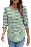 Printed Five Quarter Sleeve Round Neck T-Shirt