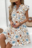 Bohemian V-Neck Ruffle Short Sleeve Dress