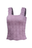 Jacquard Hollowed Out Sleeveless Square Neck Vest