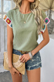 Swiss Dot Embroidered Short Sleeve Shirt