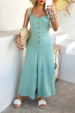 Solid Color Sleeveless Wide Leg Jumpsuit Pants