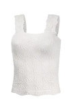 Jacquard Hollowed Out Sleeveless Square Neck Vest