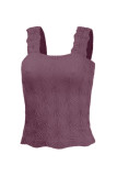 Jacquard Hollowed Out Sleeveless Square Neck Vest