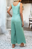 Solid Color Sleeveless Wide Leg Jumpsuit Pants