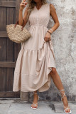 Solid Color V-Neck Sleeveless Button Dress