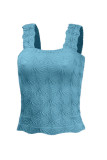 Jacquard Hollowed Out Sleeveless Square Neck Vest