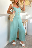 Solid Color Sleeveless Wide Leg Jumpsuit Pants