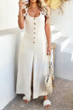 Solid Color Sleeveless Wide Leg Jumpsuit Pants