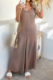Solid Color Sleeveless Wide Leg Jumpsuit Pants