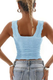 Jacquard Hollowed Out Sleeveless Square Neck Vest