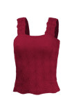 Jacquard Hollowed Out Sleeveless Square Neck Vest