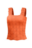 Jacquard Hollowed Out Sleeveless Square Neck Vest