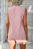 Solid Color Cardigan Vest Shorts Two-Piece Set