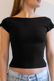 Solid Color Short Sleeve Hollowed Backless T-Shirt