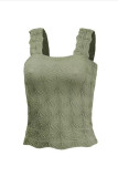Jacquard Hollowed Out Sleeveless Square Neck Vest