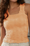 Jacquard Hollowed Out Sleeveless Square Neck Vest