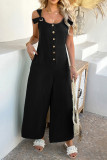 Solid Color Sleeveless Wide Leg Jumpsuit Pants
