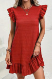 Large Size Solid color Ruffled Sleeveless Dress