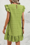 Large Size Solid color Ruffled Sleeveless Dress