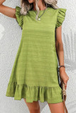 Large Size Solid color Ruffled Sleeveless Dress
